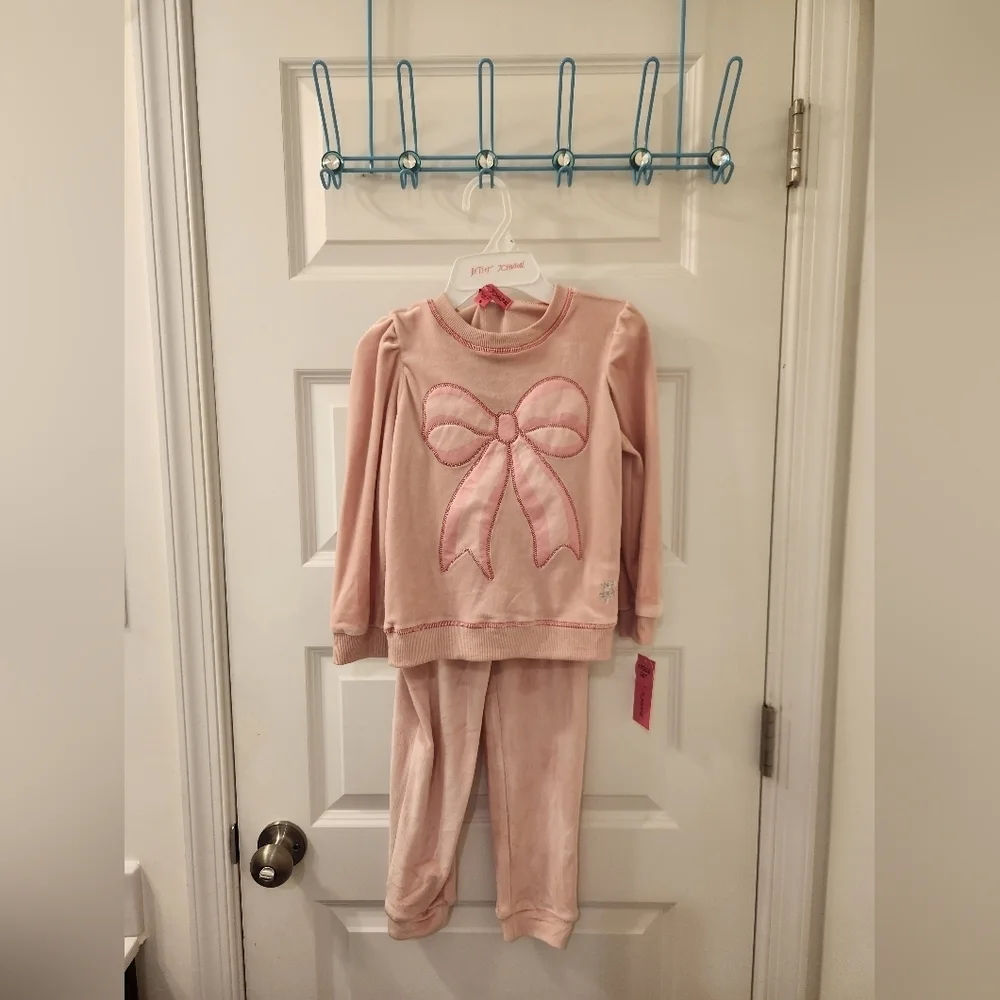 Girls Outfit Set Size 6 Betsey Johnson Pink Bow NWT‎ Joggers Sweatshirt #H254